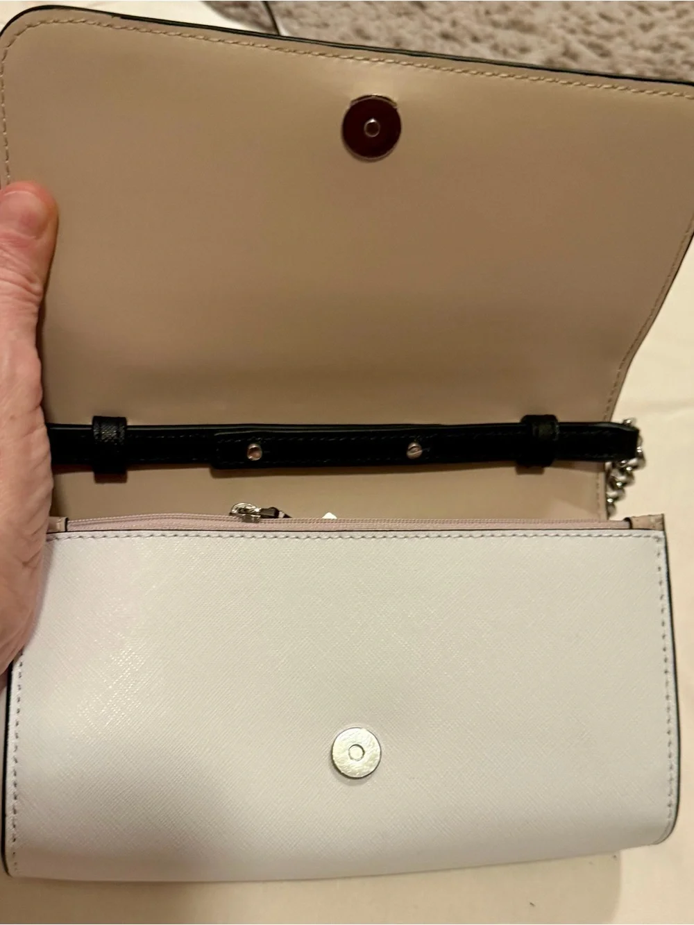 *KATE SPADE* Two-Tone Leather Chain Crossbody in Blush and Cream